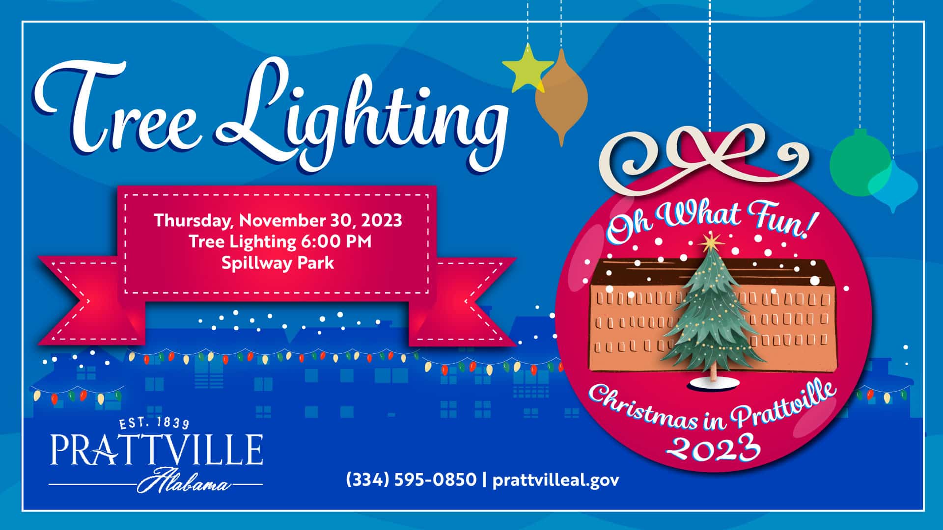 Christmas in Prattville Tree Lighting updated hours.