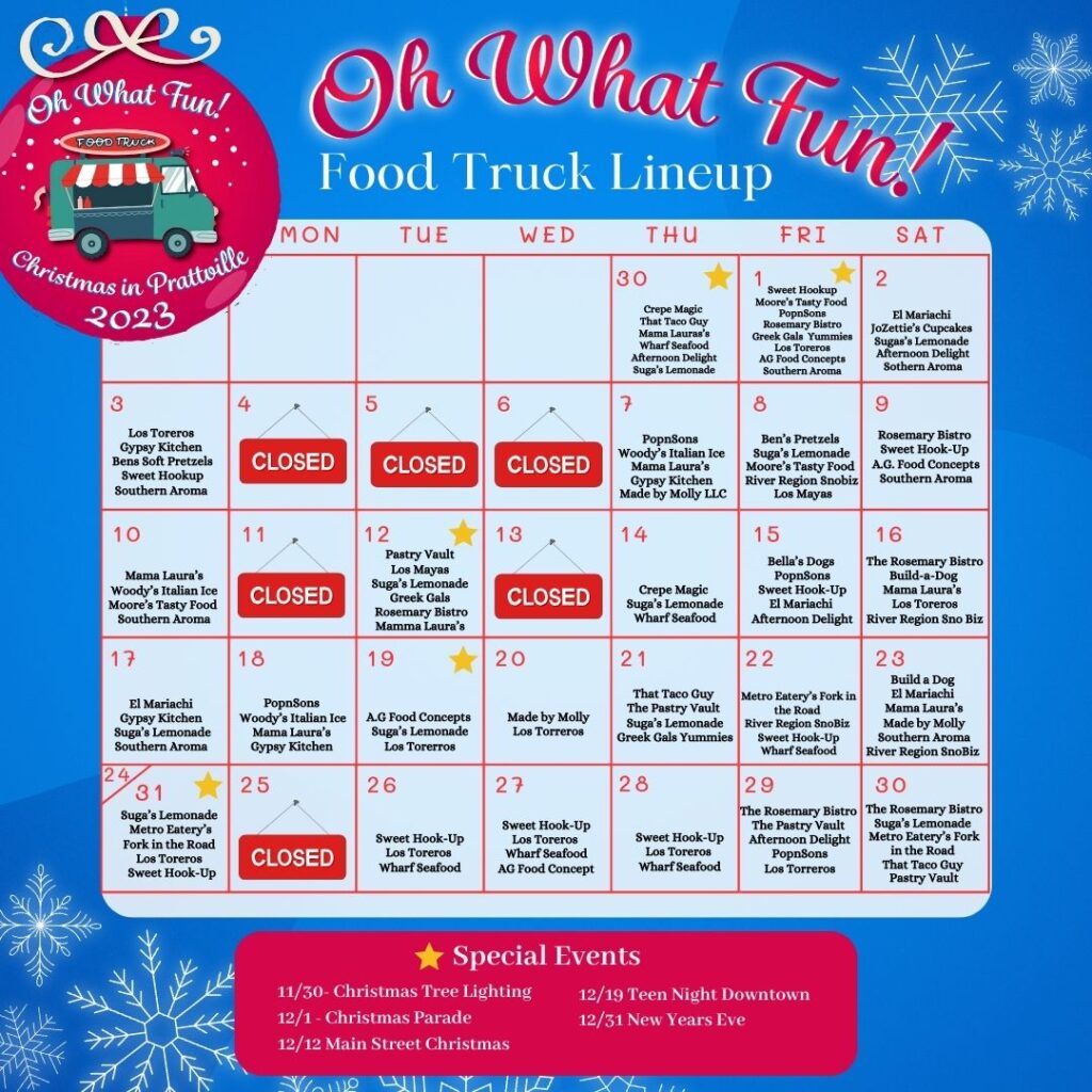 Christmas Food Truck Schedule 2023